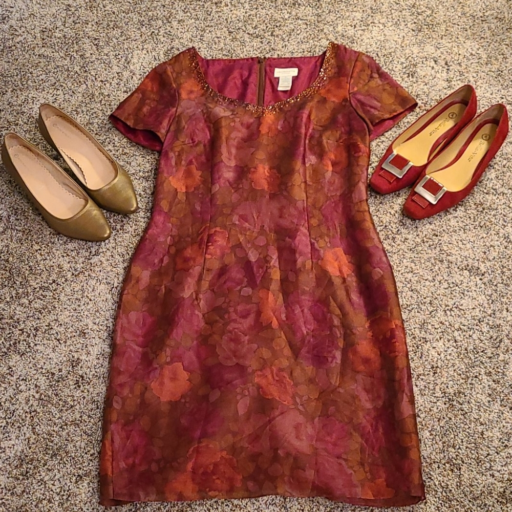 Lovely Liz Claiborne Deep Red Silk Dress Size 6